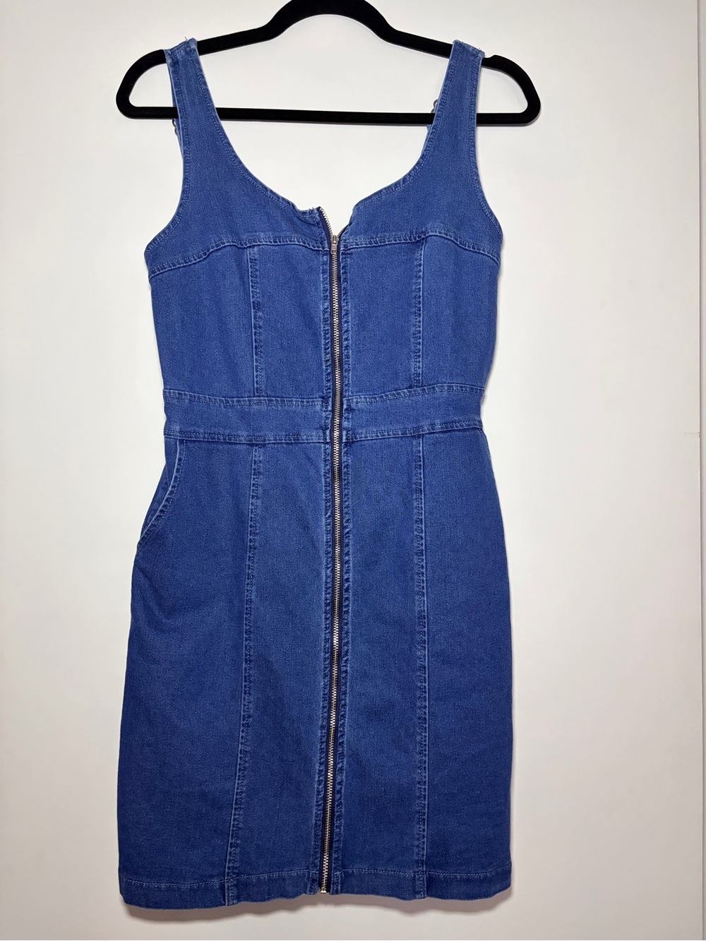 Denim Zip-Front Tank Dress